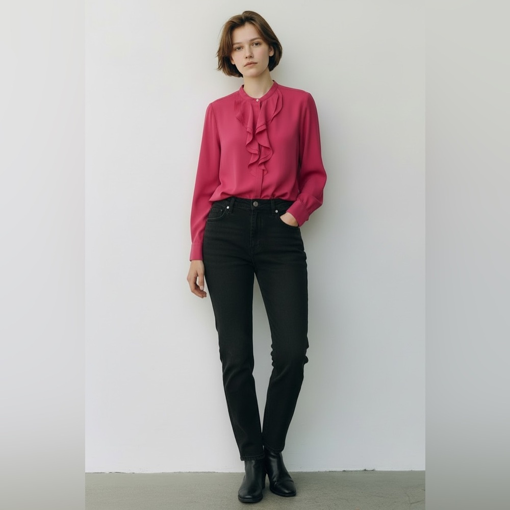 Ann Taylor Women's Pink Ruffled Blouse